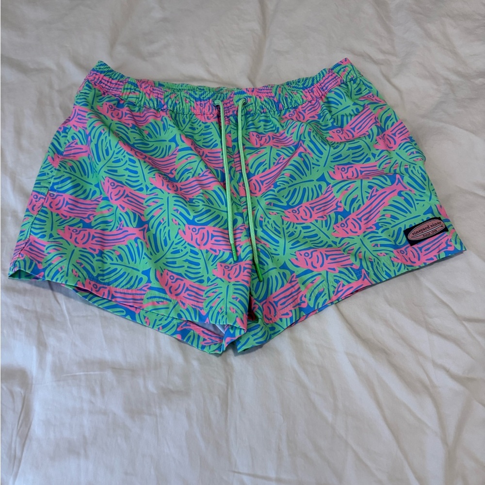 Vineyard Vines Pink and Green Swim Shorts